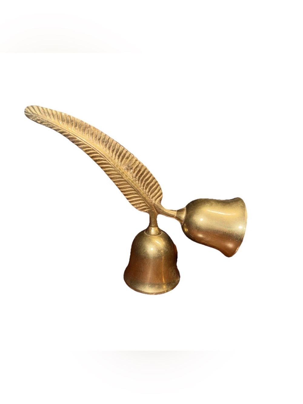 Vintage Feather Brass Double Bell Collectible